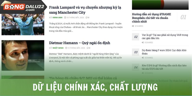 BONGDALU 21 Dữ liệu chính xác, chất lượng
